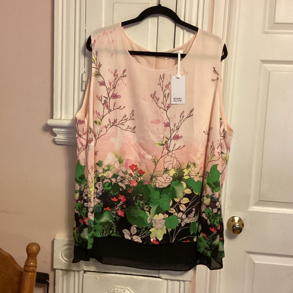 Rose & Olive Pink Sleeveless Boxy Blouse